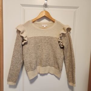 LC Lauren Conrad Cream and Brown Striped Sweater
